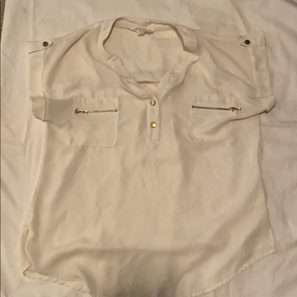 Cream with gold detailed t shirt